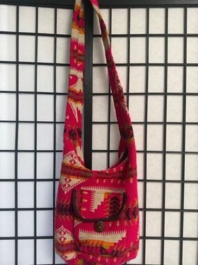 Bohemian Pink Patterned Crossbody Shoulder Bag